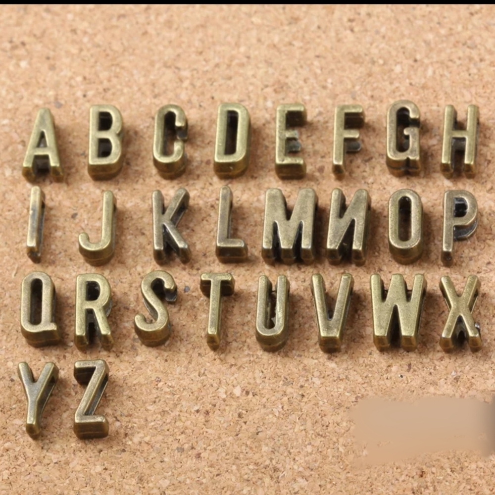 A-Z alphabet antique bronze diy slide charms